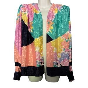 Authentic vintage 80s Irving Nadler pastel water colour open blazer